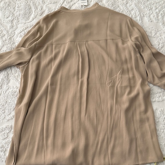 Eileen Fisher - Mandarin Collar Silk Button-Up Shirt - L - Picture 11 of 11